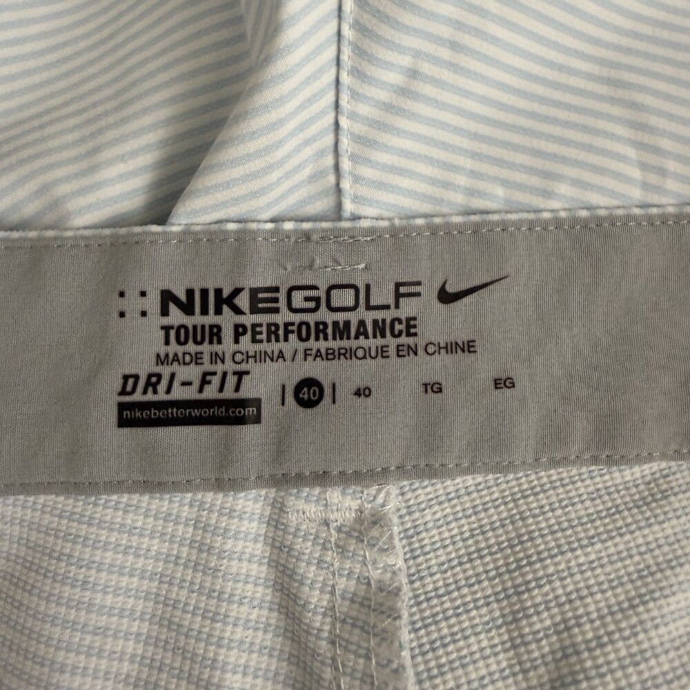 Nike Golf Men's W40 Blue Striped Chino Dri-Fit Stretch Tour Performance Shorts - Picture 4 of 6